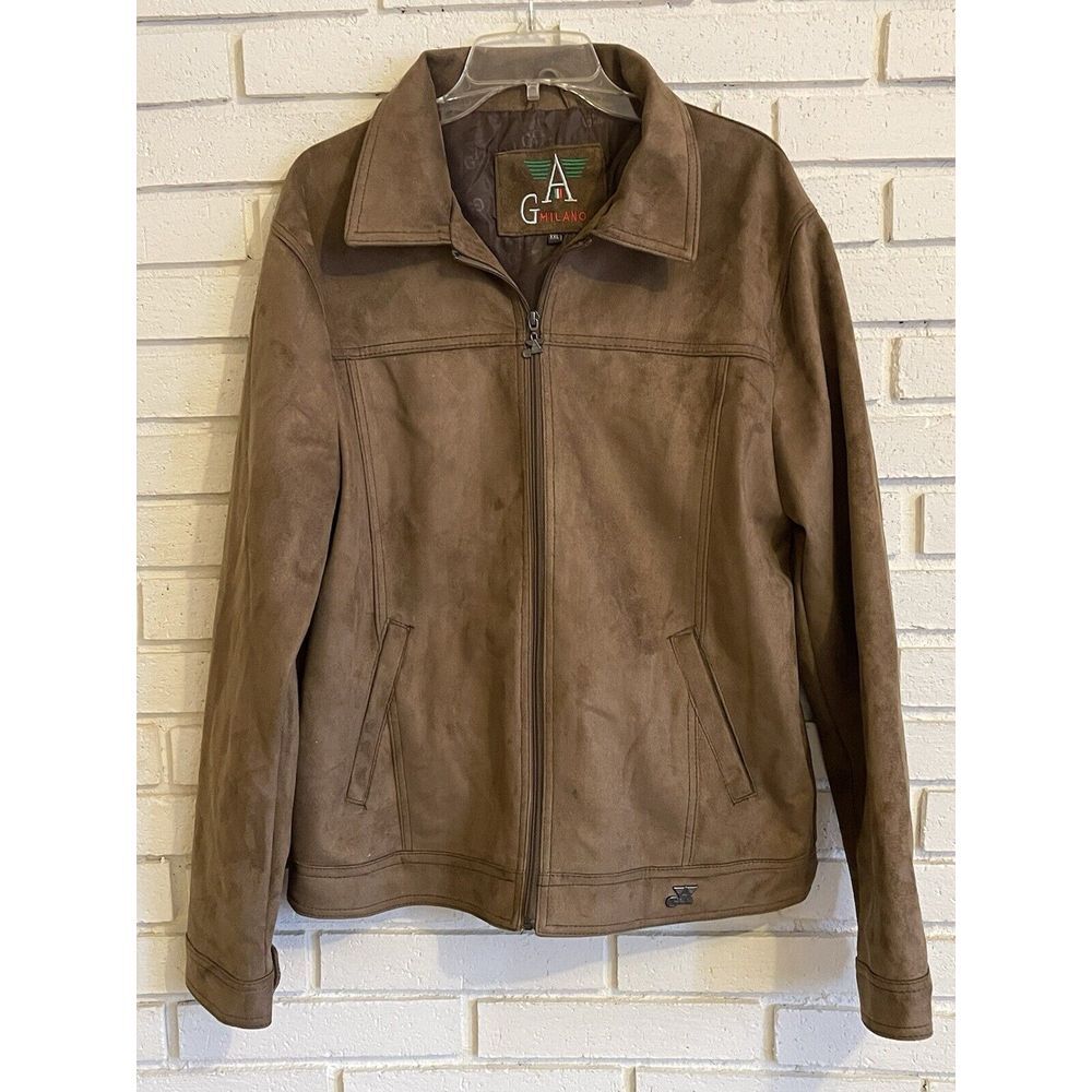 G. Milano Italian Made Suede Leather Jacket Brown‎ Mens Size XXL